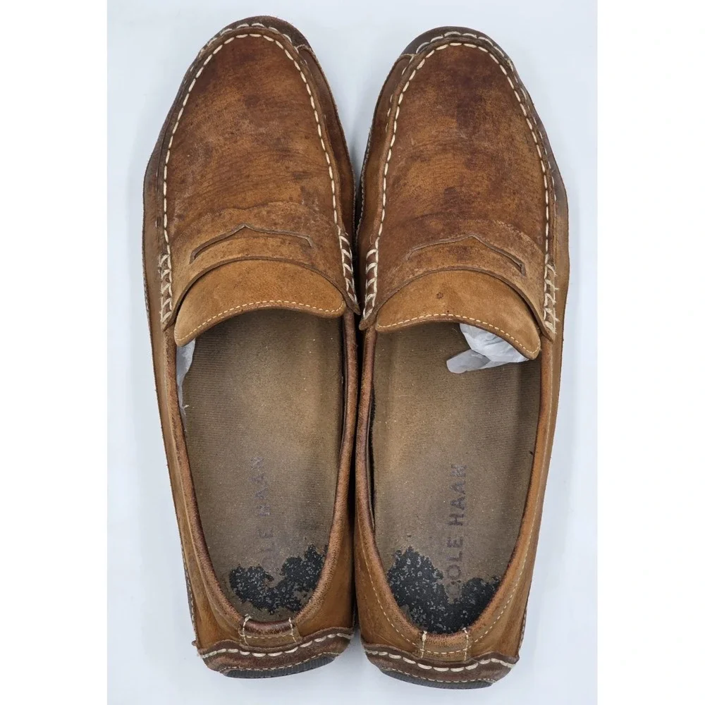 Cole Haan Women's‎ Trillby Driving Shoes  Distressed Brown Leather Sz 10.5M